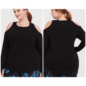 Torrid Black Cold Shoulder Active Sweatshirt